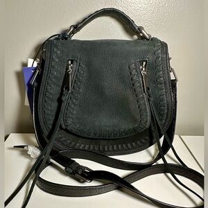 Rebecca Minkoff Black Vanity Small Nubuck Leather Saddle Bag Shoulder Bag  NWT